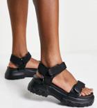 Asos Design Wide Fit Fly By Chunky Sporty Sandals In Black