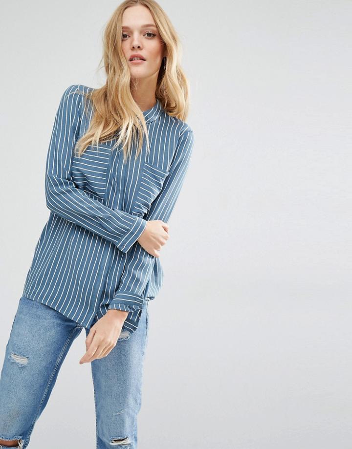 Y.a.s Fast Stripe Shirt In Blue Stripe - Blue