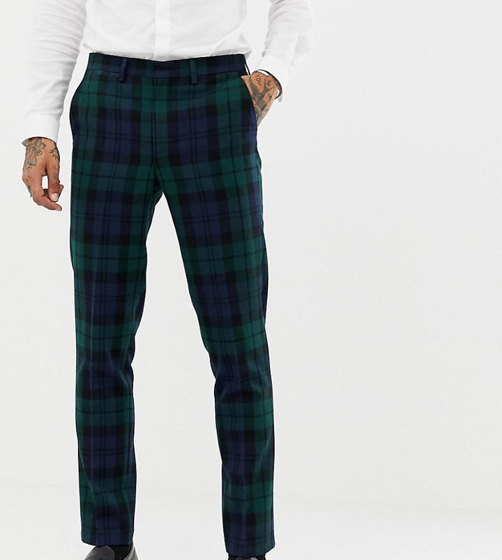 Heart & Dagger Slim Suit Pants In Blackwatch Check - Green