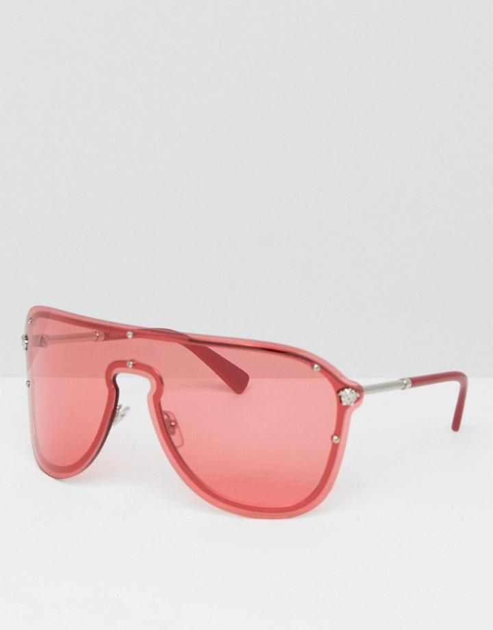 Versace Shield Sunglasses In Red - Black