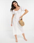 Fashion Union Eyelet Beach Dress With Button Detail In White - Part Of A Set