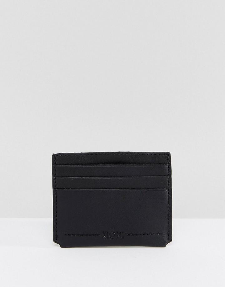 Kiomi Leather Cardholder In Black - Black