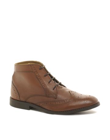 Asos Brogue Chukka Boots In Leather