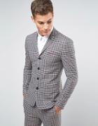 Asos Super Skinny Four Button Suit Jacket In Check - Multi