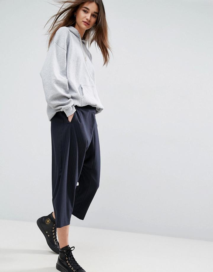 Asos White Drop Crotch Pinstripe Pants - Multi
