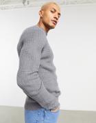 Pull & Bear Mock Neck Sweater In Gray-grey