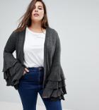 Unique 21 Hero Cardigan With Extreme Frill Sleeve - Gray