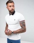 Fred Perry Slim Fit Textured Polo With Contrast Collar In White - White