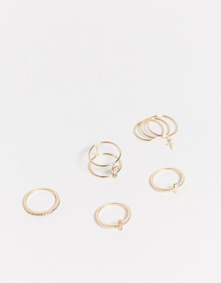 Aldo Hailiwia 5 Pack Minimal Stacking Rings In Gold