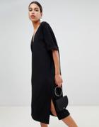 Boohoo Oversized Midi T-shirt Dress - Black