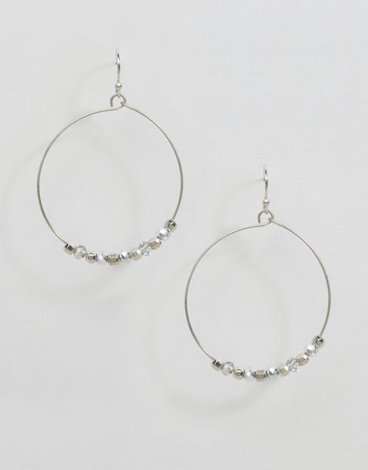 Designb Beaded Hoop Earrings - Silver