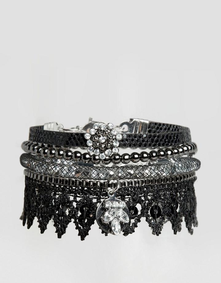 New Look Gem Friendship Bracelet Multipack - Black