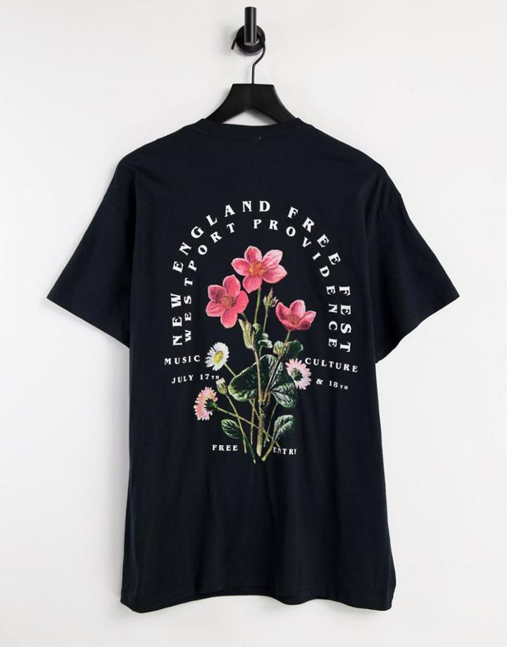 Topman Oversized Tee With What Comes Around Front And Back Print In Black