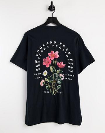 Topman Oversized Tee With What Comes Around Front And Back Print In Black