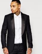 Rogues Of London Tuxedo Suit Jacket In Slim Fit - Black