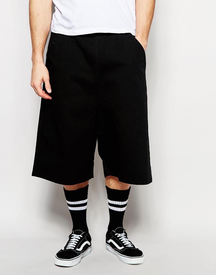 Asos Oversized Shorts In Twill - Black