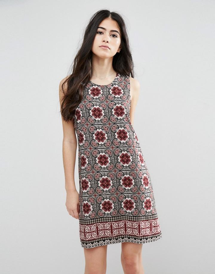 Only Dorte Border Printed Shift Dress - Red