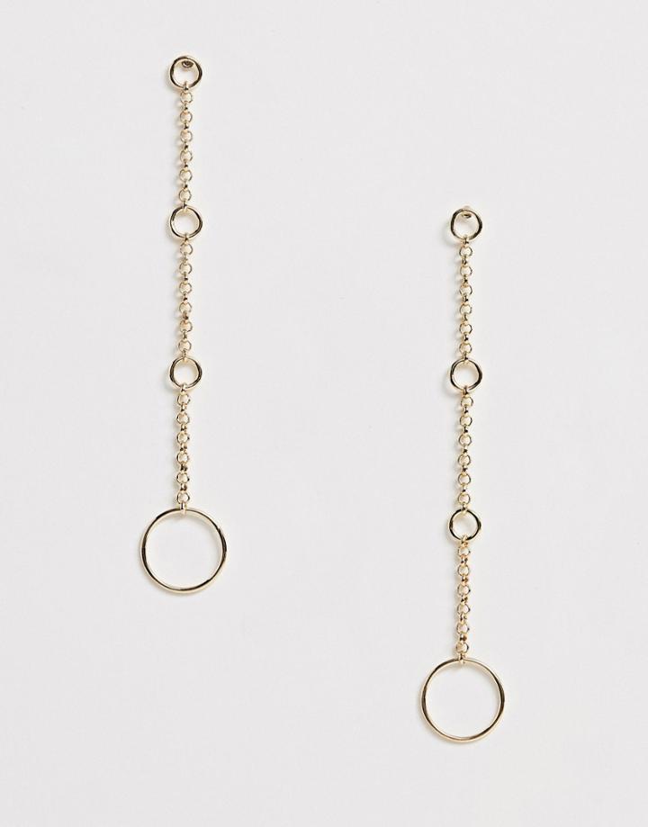 Nylon Chain Drop Ohoop Earrings - Gold