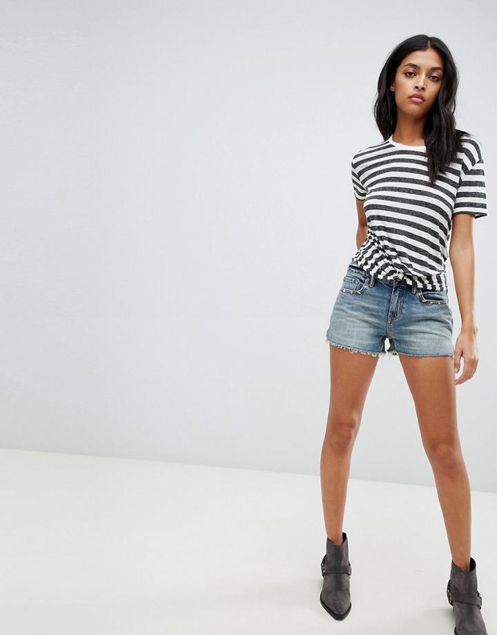 Allsaints Denim Shorts With Stars - Blue