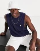 Le Breve Sleeveless Tank In Navy