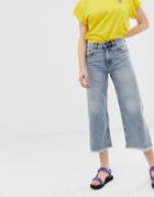 Cheap Monday Organic Cotton High Rise Wide Leg Jeans With Raw Hem - Blue