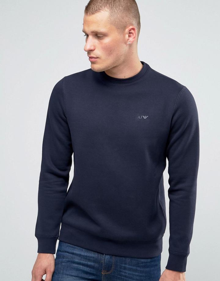 Armani Jeans Sweatshirt With Logo In Navy - Navy