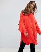 Vero Moda Fluted Sleeve Shirt - Red
