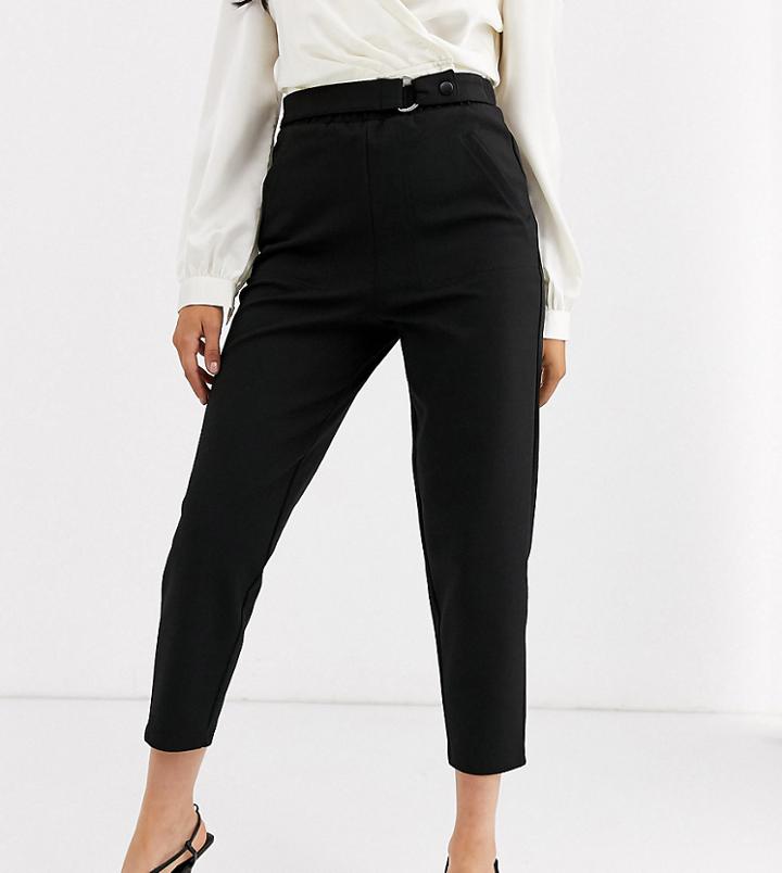 Asos Design Petite Smart Slim Pants In Ponte-black