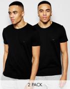 Emporio Armani Cotton Crew Neck T-shirts 2 Pack In Muscle Fit - Black