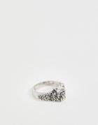 Asos Design Bear Ring In Burnished Silver Tone - Silver