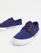 Polo Ralph Lauren Faxon Canvas Sneakers In Navy With Polo Player Logo