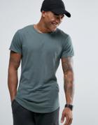 Religion Washed T-shirt With Curved Hem - Green