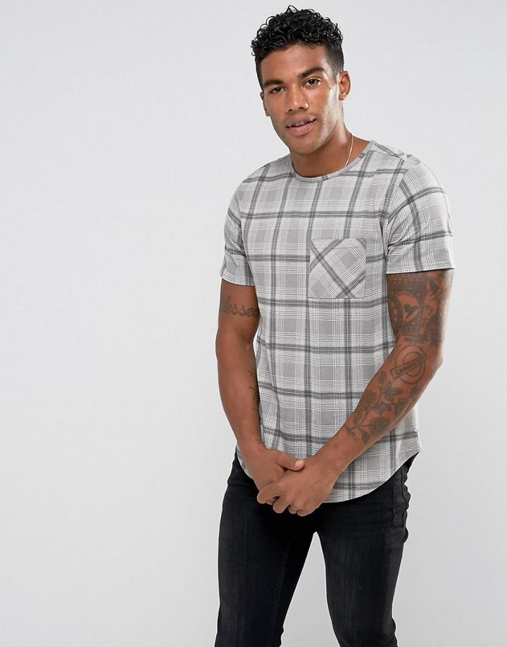 Another Influence Checked Pocket T-shirt - Gray
