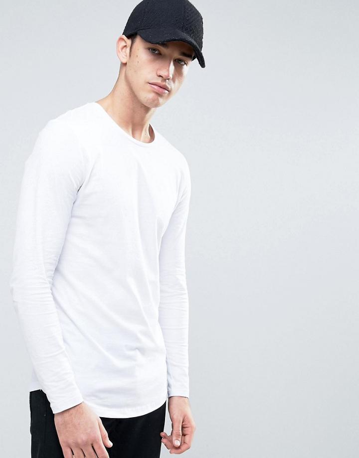 Jack & Jones Premium Longline Long Sleeve Top - White