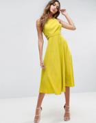 Asos Tabard Side Cut Out Midi Dress - Yellow