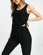 Asos Design Mix & Match Lounge Super Soft Rib Tank With Channeling In Black