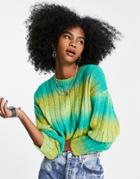 Asos Design Crew Neck Sweater In Space Dye In Green