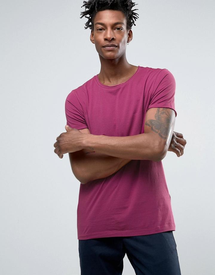 Boss Orange By Hugo Boss Raw Edge T-shirt Regular Fit In Pink - Pink