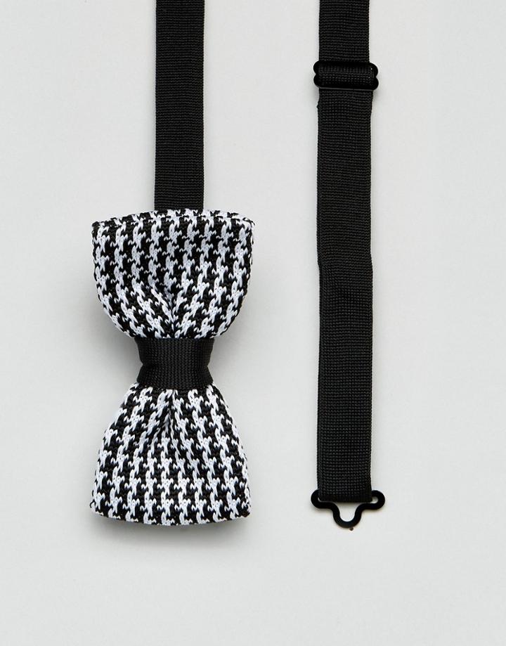 7x Knitted Houndstooth Bow Tie - Black