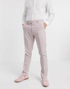Asos Design Wedding Skinny Suit Pants In Crosshatch In Rose Pink