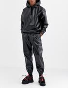 Asos Design Two-piece Tapered Sweatpants In Wet Look Fabric In Black