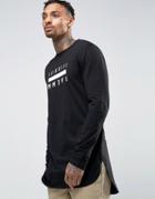 Asos Longline Long Sleeve T-shirt With Roman Numeral Print And Stepped