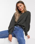 New Look Dropped Shoulder Rib Sweater In Mid Gray-grey