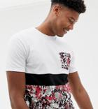 Another Influence Tall Contrast Panel Camo T-shirt-white