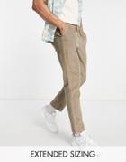 Asos Design Slim Cord Pants In Beige-neutral