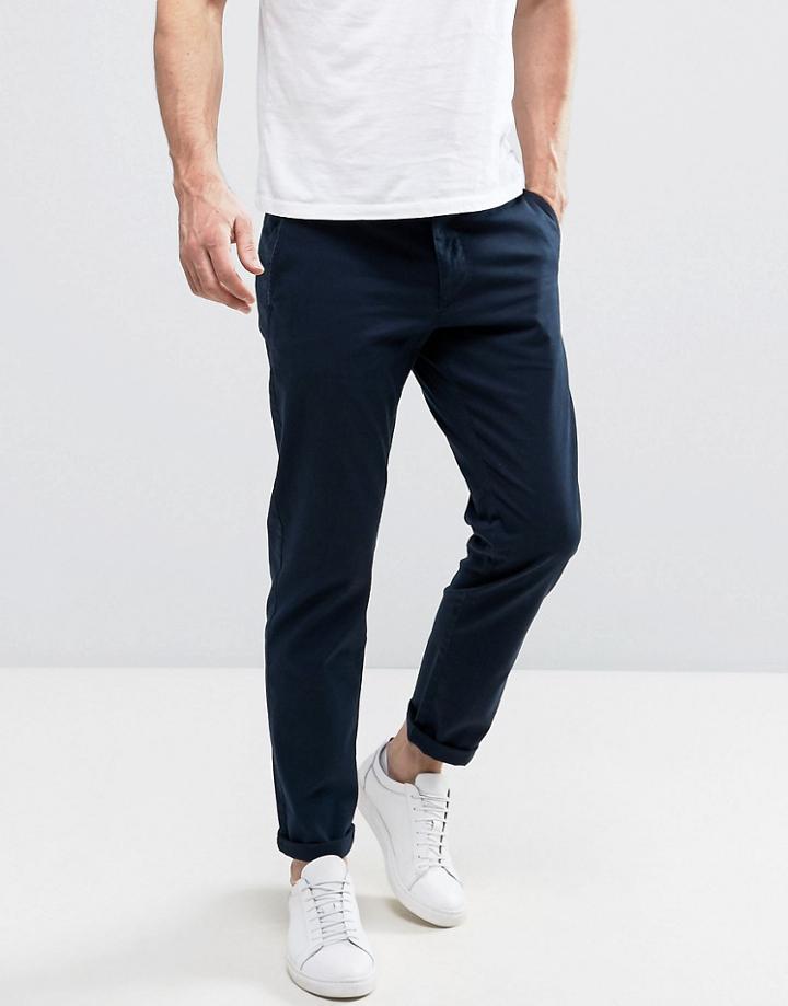 Sisley Chinos In Slim Fit - Navy