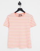 Asos Design Ultimate T-shirt In White And Orange Stripe-multi