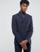 Asos Super Skinny Double Breasted Suit Jacket - Navy