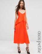 Asos Petite Tiered Crop Cami Midi Dress - Orange