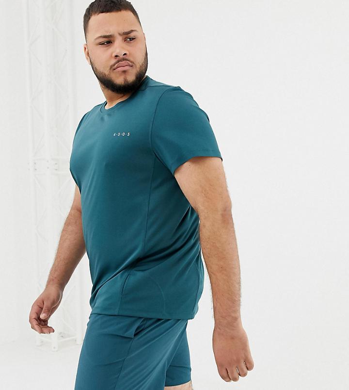 Asos 4505 Plus Training T-shirt With Quick Dry In Teal - Green